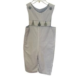 Zuccini Kids Boys Christmas Tree Overalls Romper Size 4T Holiday Smocked